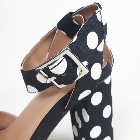Torrid Black White Polka Dot Block Heel Platform Sandals - Picture 11 of 16